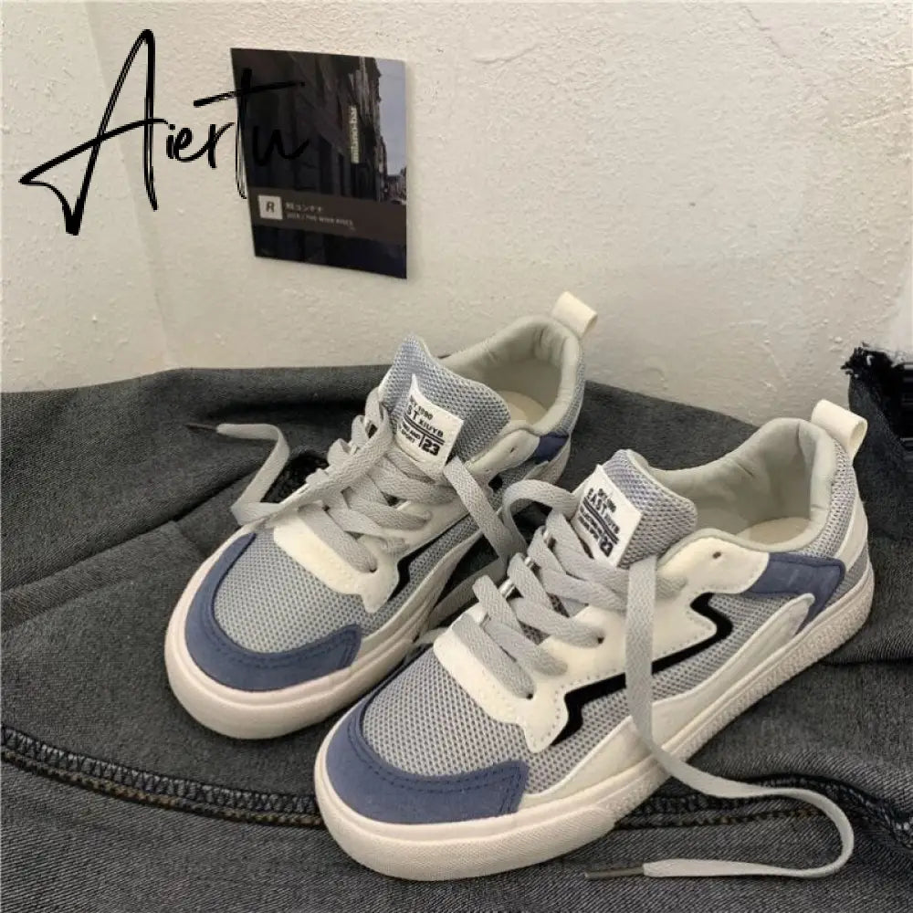 Harajuku Casual Woman Shoes Korean Style Vintage Lace Up Sneakers Mesh Flats Tennis Female Fashion Canvas Sports Shoe Aiertu