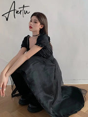 Harajuku Y2k Cyber Alt Dress E Girl Ruffle Hepburn Kawaii Ropa Fairycore Irregular Black Gothic Dresses Emo Mini Lolita Vestidos Aiertu