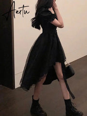 Harajuku Y2k Cyber Alt Dress E Girl Ruffle Hepburn Kawaii Ropa Fairycore Irregular Black Gothic Dresses Emo Mini Lolita Vestidos Aiertu