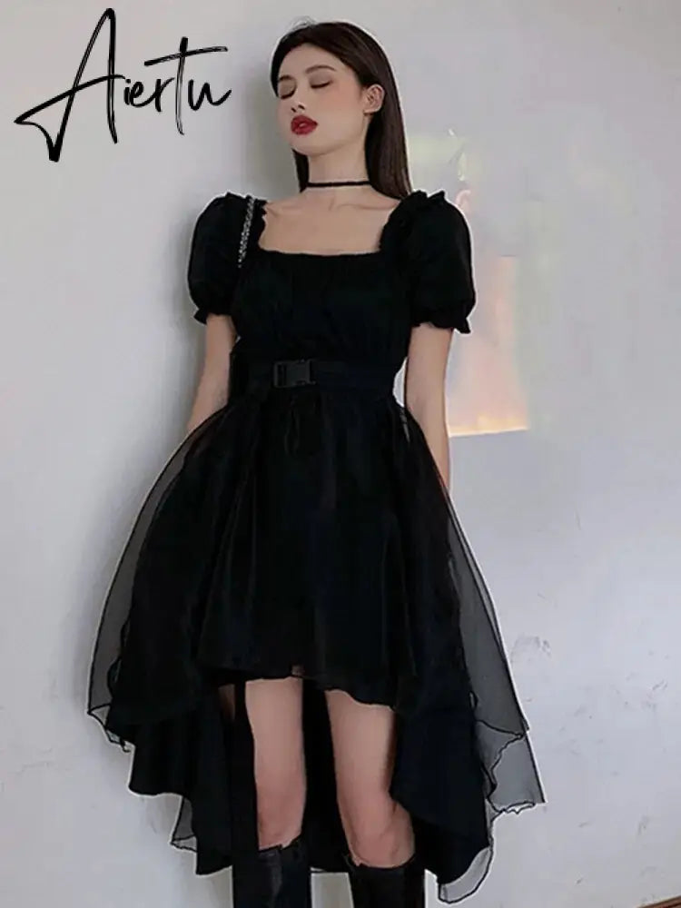 Harajuku Y2k Cyber Alt Dress E Girl Ruffle Hepburn Kawaii Ropa Fairycore Irregular Black Gothic Dresses Emo Mini Lolita Vestidos Aiertu