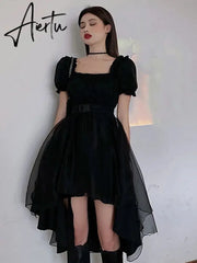Harajuku Y2k Cyber Alt Dress E Girl Ruffle Hepburn Kawaii Ropa Fairycore Irregular Black Gothic Dresses Emo Mini Lolita Vestidos Aiertu