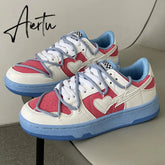Heart Dunks New Type Slate Shoes Haze Blue Trend Love Pattern Breathable Student Casual Sneakers Female Men Aiertu