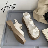 Heel Flat Sandal Shoe Women Sandals Comfort Shoes Women's Open Toe Thick Sole Flower Ladies Aiertu