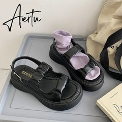 Heel Flat Sandal Shoe Women Sandals Comfort Shoes Women's Open Toe Thick Sole Flower Ladies Aiertu