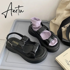 Heel Flat Sandal Shoe Women Sandals Comfort Shoes Women's Open Toe Thick Sole Flower Ladies Aiertu