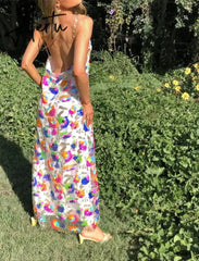 High Quality Ladies Inlaid Sequins Halter Backless Dress Sleeveless Chain Sling Dress Pink / White Aiertu