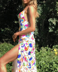 High Quality Ladies Inlaid Sequins Halter Backless Dress Sleeveless Chain Sling Dress Pink / White Aiertu