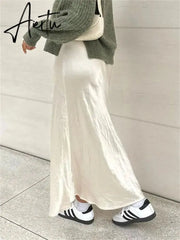 High Waist Loose Female Long Skirt Solid Casual Elegant Streetwear Fashion Lace-Up Slim Y2k Outfits For Women Maxi Skirt Aiertu