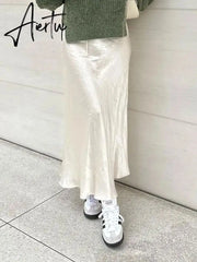 High Waist Loose Female Long Skirt Solid Casual Elegant Streetwear Fashion Lace-Up Slim Y2k Outfits For Women Maxi Skirt Aiertu