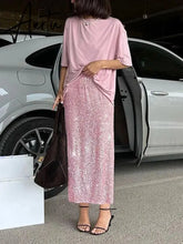 High Waist Sequin For Women Long Skirt Slim Split Fashion Elegant High Street Glitter Maxi Skirt Casual Female Long Skirt Aiertu