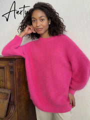 Hirsionsan Soft Warm Knitted Cashmere Sweaters Women New Winter Loose Solid Female Pullovers Basic Knitwear Jumper 12color Aiertu