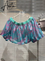 Hit Color Shirts For Women Slash Neck Short Sleeve Casual Pullover Summer Blouse Female Fashion Clothing New Aiertu