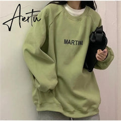 Hoodies Women Chic Letter High Street All-match Simple Unisex Couples Oversized Sweatshirt Thicker Soft Fall Basic Lady Clothing Aiertu