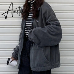 Hoodies Women Zip-up Turn-down Collar Printed Pocket Long Sleeve Korean Style New Trendy Casual BF Ulzzang Harajuku Womens Daily Aiertu