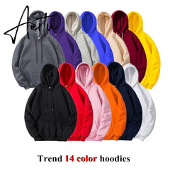 Hot Spring Autumn Fashion Brand Women and Men's Hoodies Male Casual Hoodies Sweatshirts Men Solid Color Hoodies Sweatshirt Tops Aiertu