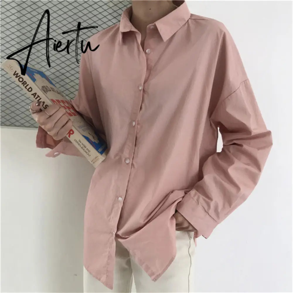 HziriP Women Blouses Spring Solid Blouse Loose Casual Vacation All-Match Women Tops Shirts Blusas Camisas Mujer 4 Colors Aiertu