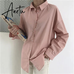 HziriP Women Blouses Spring Solid Blouse Loose Casual Vacation All-Match Women Tops Shirts Blusas Camisas Mujer 4 Colors Aiertu