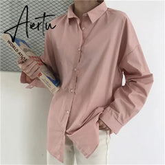 HziriP Women Blouses Spring Solid Blouse Loose Casual Vacation All-Match Women Tops Shirts Blusas Camisas Mujer 4 Colors Aiertu