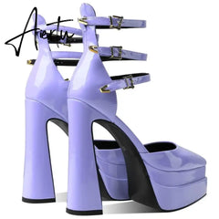In the autumn of the new pointed double-layer water table ultra-high heel shallow mouth Mary Jane women's shoes Aiertu