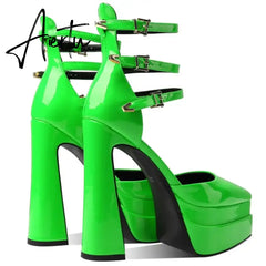 In the autumn of the new pointed double-layer water table ultra-high heel shallow mouth Mary Jane women's shoes Aiertu