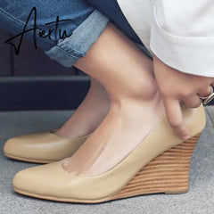 Ins hot women's Genuine Leather shoes 22-24.5 cm Cowhide high heels Fashion casual pumps Spring and autumn wild sweet and sexy Aiertu