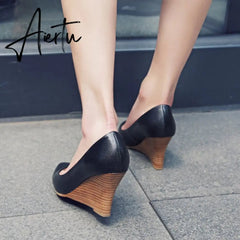 Ins hot women's Genuine Leather shoes 22-24.5 cm Cowhide high heels Fashion casual pumps Spring and autumn wild sweet and sexy Aiertu