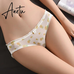 Aiertu Japanese Cute Lolita Sexy Lace Panties For Women Mesh Transparent Underwear Thin Thong Brief Strawberry Lingerie For Teen Girl Aiertu