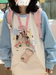 Japanese Preppy Style Student Women Casual Sweatshirt Kawaii Animal Print Hoodies Harajuku Curte Pullover Moletom Aiertu