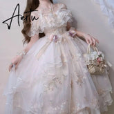 Japanese Retro Victorian Style Lolita Jsk Dress Sweet Ruffles Lace Floral Embroidery Princess Dresses Girl Women'S Summer Dress Aiertu