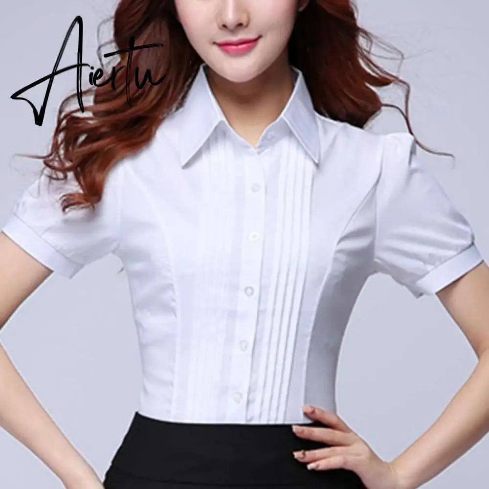 Aiertu Korean Fashion Women Shirts Office Lady Cotton Blouse Blusas Mujer De Moda Women Blouses Elegant Women Shirt Plus Size 5XL Aiertu