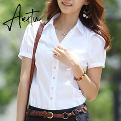 Korean Fashion Women Shirts Office Lady Cotton Blouse Blusas Mujer De Moda Women Blouses Elegant Women Shirt Plus Size 5XL Aiertu