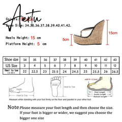 Ladies Shoes Summer Flock Wedges Party Fashion Classics Big Yards Modern Thong Beach Mules Sandalias Platform Geometric Aiertu