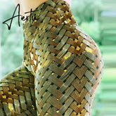 Leggings Women New Hot Sales Irenweave Leggings Weaving Printed Tie Women Fitness Leggins Workout Scrunch Booty Leggins Mujer Aiertu