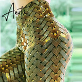 Leggings Women New Hot Sales Irenweave Leggings Weaving Printed Tie Women Fitness Leggins Workout Scrunch Booty Leggins Mujer Aiertu