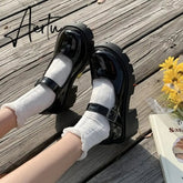 Lolita Shoes Women Japanese Shoes Women Vintage Girls Students Uniform High Heel Platform Shoes Cosplay Plus Size Aiertu