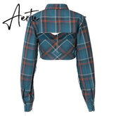 Long Sleeve Patchwork Fringe Print Tshirt Crop Top Autumn Winter Women Fashion Stretwear Outfits Aiertu