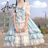 Lovely Lace Pink Bow Lolita Daily Sp Girl Lolitas Dress Kawaii Vestido Kawai Sweet Girl Tea Party Cos Lolita Clothes Victorian Aiertu