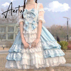 Lovely Lace Pink Bow Lolita Daily Sp Girl Lolitas Dress Kawaii Vestido Kawai Sweet Girl Tea Party Cos Lolita Clothes Victorian Aiertu