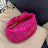 Luxury Designer Knotted Crsytal Rhinestone Diamond Cloud Bag Women's Handbag Bling Shiny Evening Bag Dinner Party Clutch Purse Aiertu