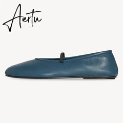 Mary Jane Comfortable Ballet flats Leather Black Slip Shoes For Women Shoes Red High Quality Shoes Woman Size 43 Aiertu