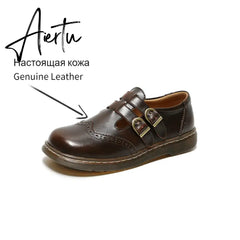 Mary Jane Shoes Summer Thin Section Japanese Double Buckle New Low-cut Flat Round Toe Small Leather Shoes Women Aiertu
