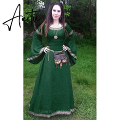 Medieval Gothic Solid Long Dress Halloween Women Victorian Renaissance Costumes for Party Gowns Middle Ages Elegant Dresses Aiertu