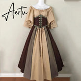 Medieval Vintage Elf Fairy Elven Cosplay Costume For Women Princess Dress Cincher Corset Waist Tube Top Gown Maxi Dresses Aiertu