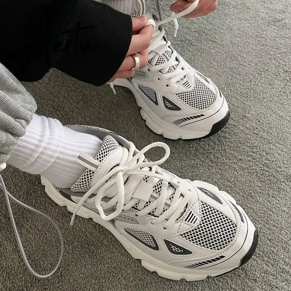 Men Women Sneakers Plus Size 41 42 43 Women's Casual Shoes Fashion Chunky Sneakers Woman Thick Sole Sport Shoes Big Size Shoes Aiertu