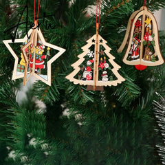 Merry Christmas Hanging Pendants Wooden Christmas Ornaments Decorations for Home Xmas Tree Home Decor New Year Navidad Aiertu