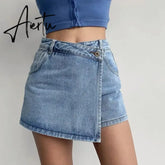 Mini Denim Skirts Women Slim Chic Vintage New Summer Asymmetrical Streetwear Design Ulzzang Student Harajuku Y2k Faldas Aiertu
