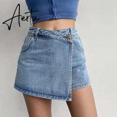 Mini Denim Skirts Women Slim Chic Vintage New Summer Asymmetrical Streetwear Design Ulzzang Student Harajuku Y2k Faldas Aiertu