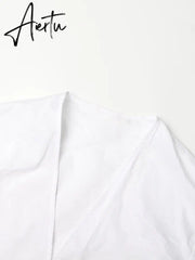 Minimalist Shirts For Women V Neck Lantern Sleeve Casual Loose Summer Blouse Female Fashion Summer Style Clothing Aiertu