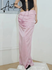 Minimalist Skirts For Women High Waist Temperament A Line Elegant Folds Skirt Female Fashion Style Clothing Aiertu