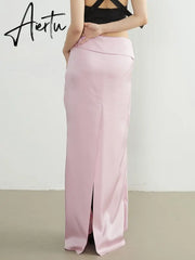 Minimalist Skirts For Women High Waist Temperament A Line Elegant Folds Skirt Female Fashion Style Clothing Aiertu